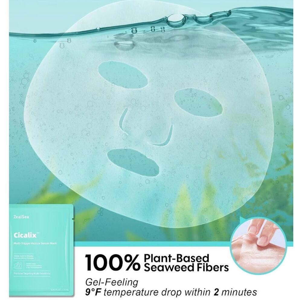 ZealSea Cicalix Rescue Serum Sheet Masks 10 Pack Hydrating & Soothing - Picture 4 of 8